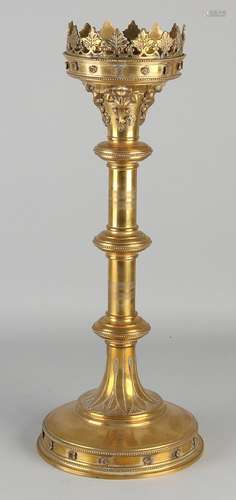 19th Century church brass candle candlestick with