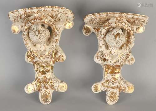 Two 19th century French ceramics wall brackets with