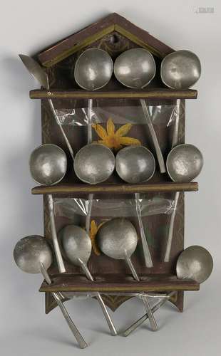 18th Century Dutch spoon rack with original pewter