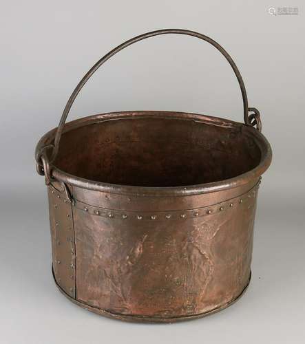 18th - 19th Century copper nailed aker with handle.