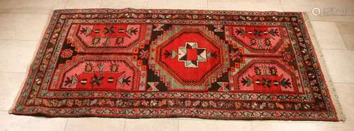 Old Persian rug. Red-brown cream-colored, floral. Size: