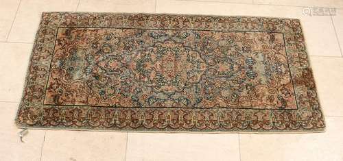 Fine knotted Persian rug silk. Multicolored. Size: 120