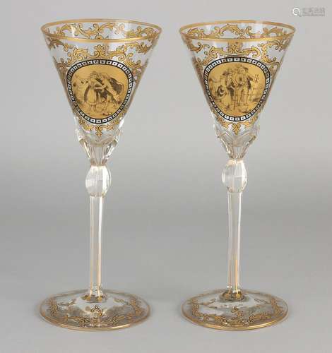 Two large 19th century crystal glasses with figures /