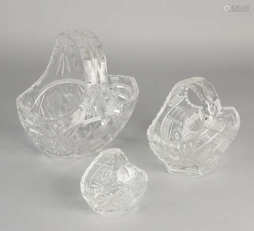 Three Bohemian crystal glasses baskets. Second half