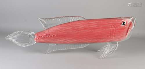 Very large Murano-style glass fish in the color pink /