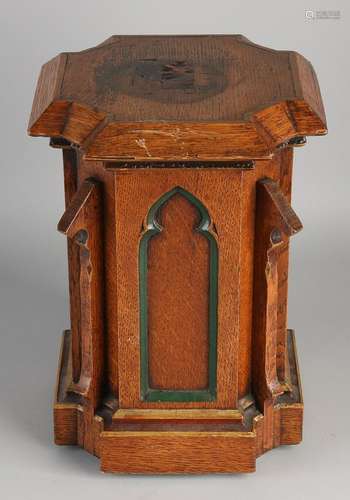 19th Century Gothic Revival oak console for a religious