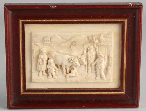 19th Century alabaster plaque List. Italian farmers