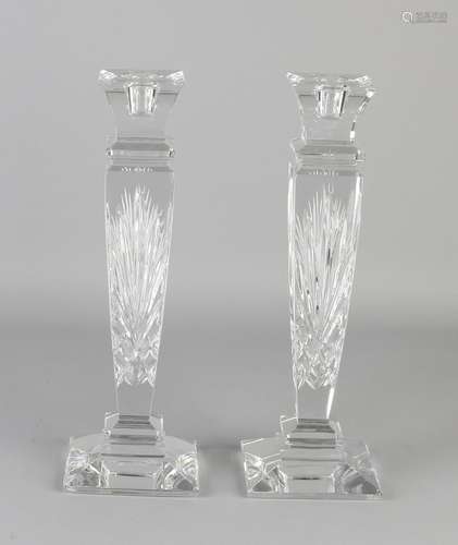 Set of cut crystal candle candlesticks. 21st century.