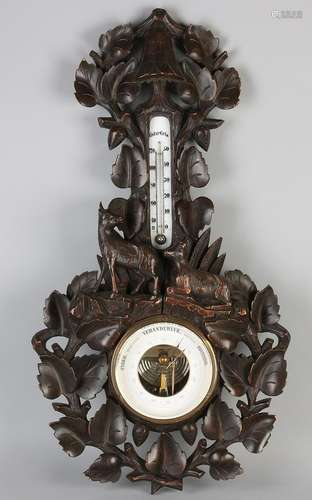 Large antique Schwarzwalder barometer with chamois and