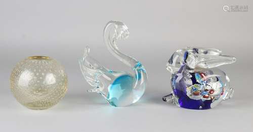 Three times old glassware. Comprising: Murano hare -