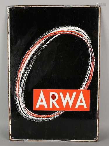 Antique enamel advertising of Arwa. Circa 1930 - 1950.