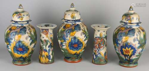 Rare five-piece garniture Colenbrander. Made at the