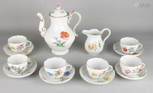 Eight-piece German Meissen porcelain tableware with