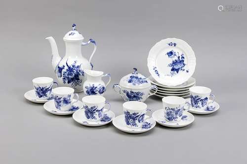 Six-person Royal Copenhagen porcelain coffee service.