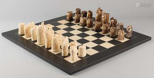 Chess India. With chess camel bone. Bird and wooden