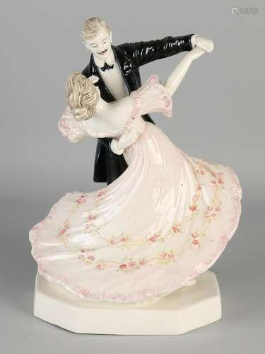 Large antique German porcelain figure. Dancing couple.