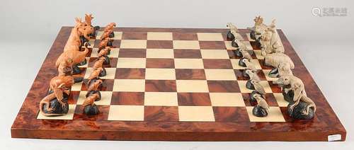 Australian chess game with poly stone painted figures /