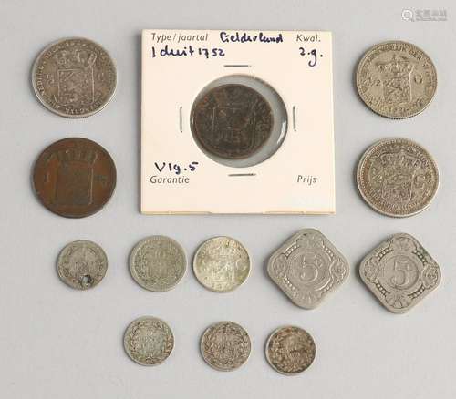 Lot 13 (especially silver) coins including: 1 Dout 1752