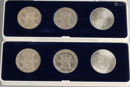 Lot 6 silver coins 2.5 Guilder Netherlands: 1859, 1871,