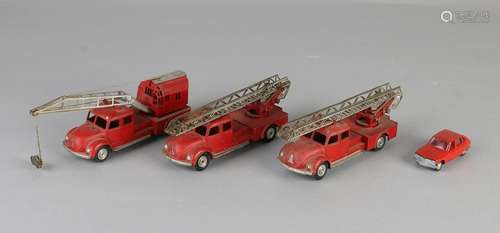 Four German metal toy cars. Three times Märklin fire