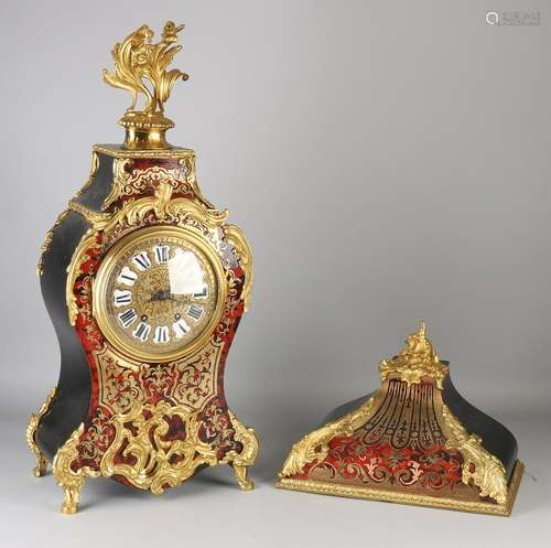 19th Century French red turtle boulle clock with