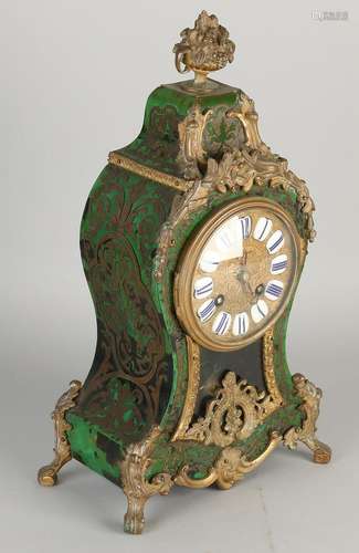 19th Century French boulle table clock with tortoise