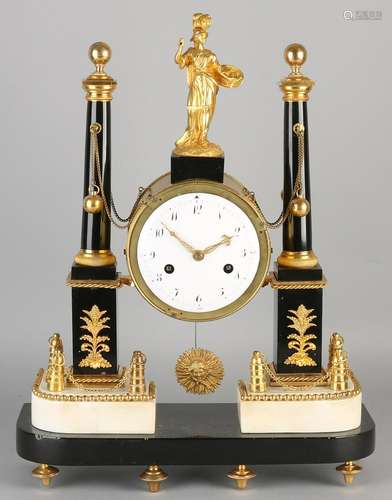 18th Century French Louis XVI marble mantel clock with