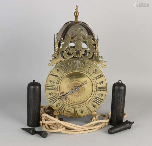 Dated 18th century French brass lantern clock with