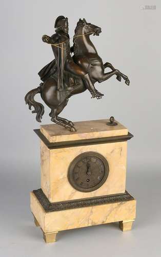 French Charles Dix pendulum. Circa 1830. Marble bronze