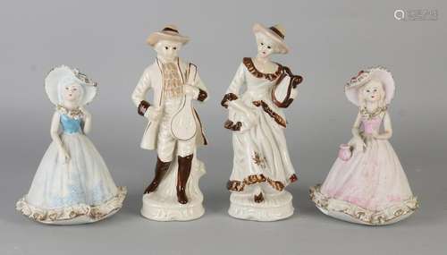 Four porcelain figures. 20th century. Twice bisquit