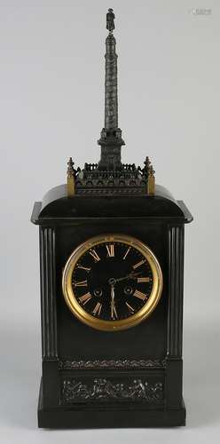 19th Century French clock with black marble memorial