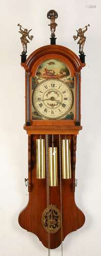 Large walnut Frisian tail Westminster clock with