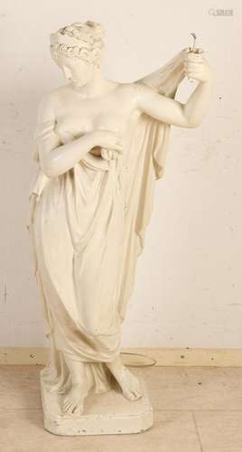 Big antique plaster Fig. Greek woman. Was cap.