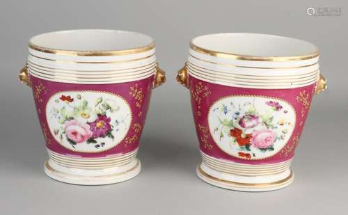 Two 19th century French branded hand-painted porcelain