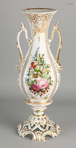 Large 19th century French porcelain vase. Hand painted