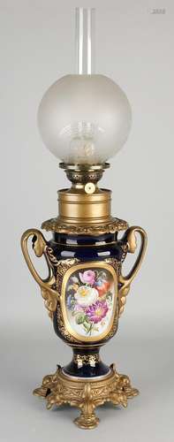 19th Century French porcelain kerosene lamp.