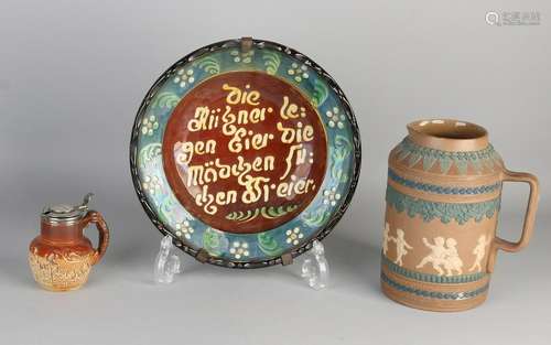 Three times antique German / English pottery.