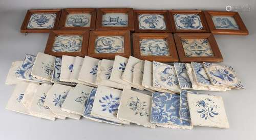 Lot assorted antique Dutch tiles. Damages. Size: 13 x