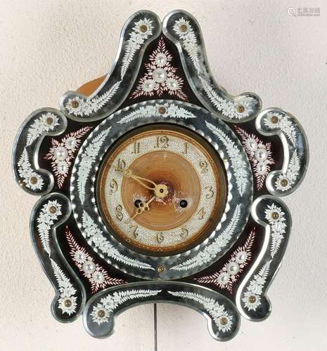 Venetian glass wall clock with half hour stroke.