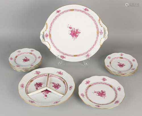 Lot Herend porcelain. Rose / Gold / floral decor.