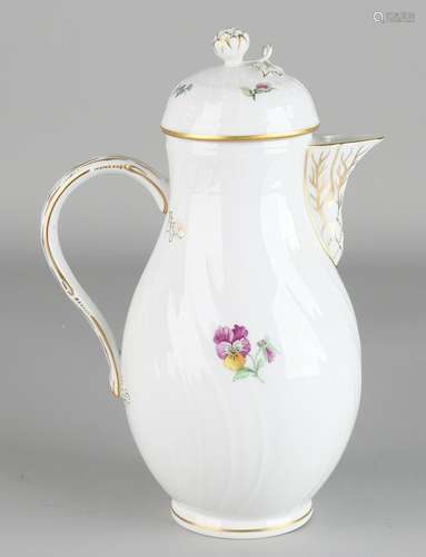 German KPM porcelain mocha can with floral decor. 20th