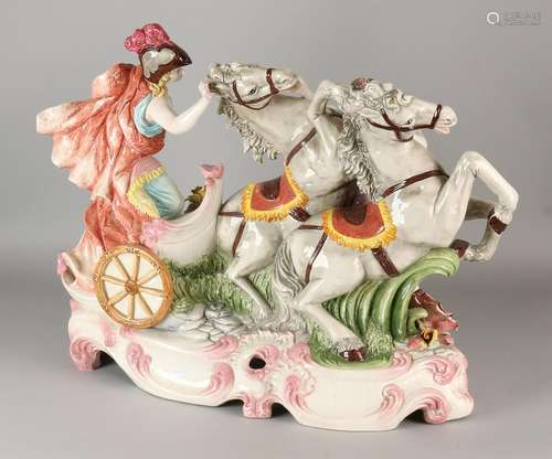 Italian porcelain capital chariot. Made in Italy. 20th