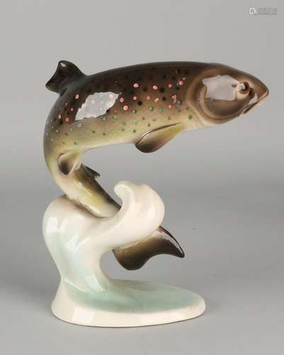 Antique Viennese ceramics FIG. Trout. Keramos Wien.