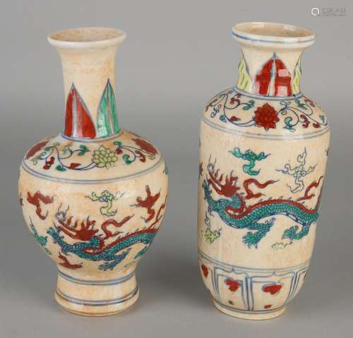 Two Chinese porcelain vases with dragons and floral