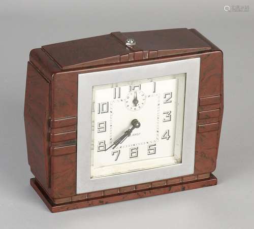 French bakelite Art Deco clock with alarm and chrome