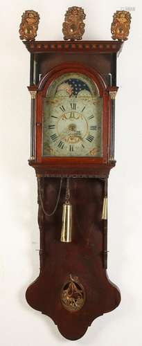 Antique Frisian clock with double cap. Circa 1800.