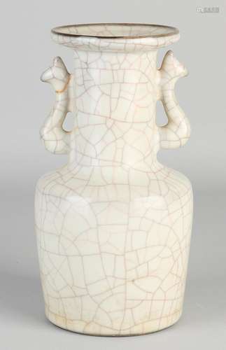 Chinese celadon vase with white crackle glaze and