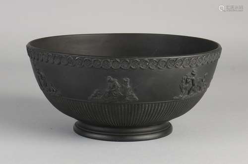 19th Century black bowl bisquit porcelain. With various