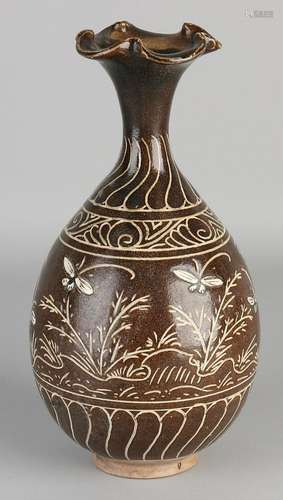 Chinese porcelain vase collar with brown glaze and