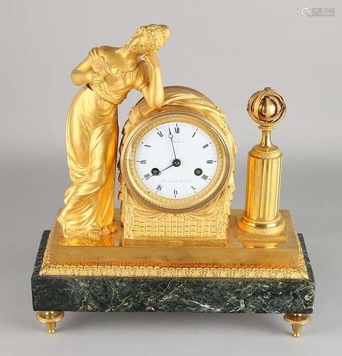 Perfect ormolu Empire bronze mantel clock. Lectura with